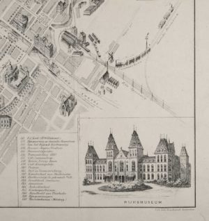 Gebr. Braakensiek ' Amsterdam Geïllustreerd' (illustrated map) 1883