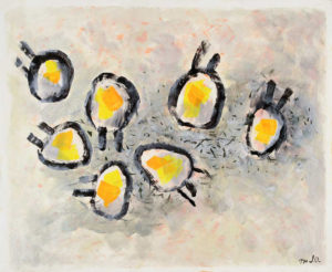 PAINTING Jan Oosterman 'Kuikens VII' 1990